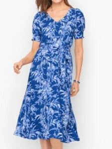 Etched Toile Belted Smocked Fit and Flare Dress
