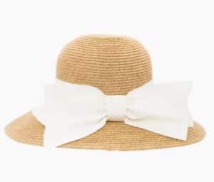 Exclusive Cream Packable Wide Bow Sunhat