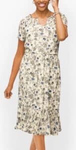 Intricate Floral Smocked Fit and Flare Dress