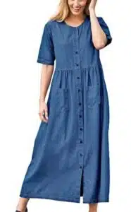 Woman Within Women's Plus Size Short-Sleeve Denim Dress