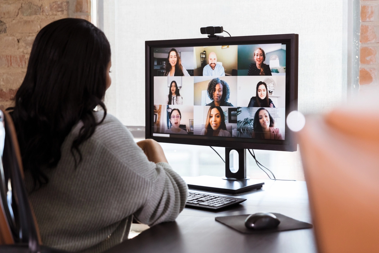Woman on zoom call for work