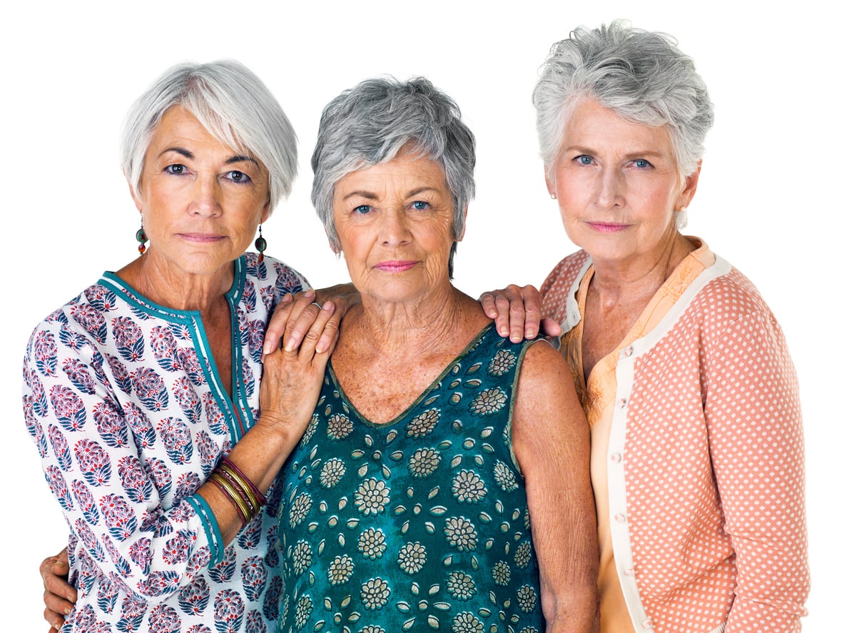 women with various shades of gray hair