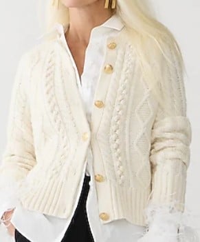 Cable-knit cardigan sweater