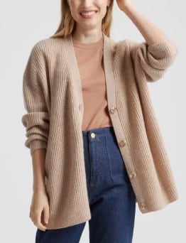 Mongolian Cashmere Oversized Boyfriend Cardigan Sweater