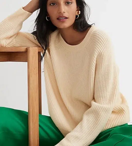 Ribbed cashmere oversized crewneck sweater