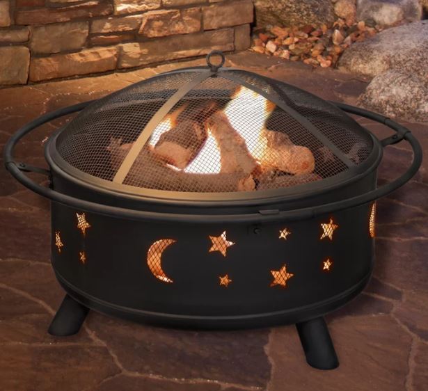 Jackman Star and Moon Steel Wood Burning Fire Pit