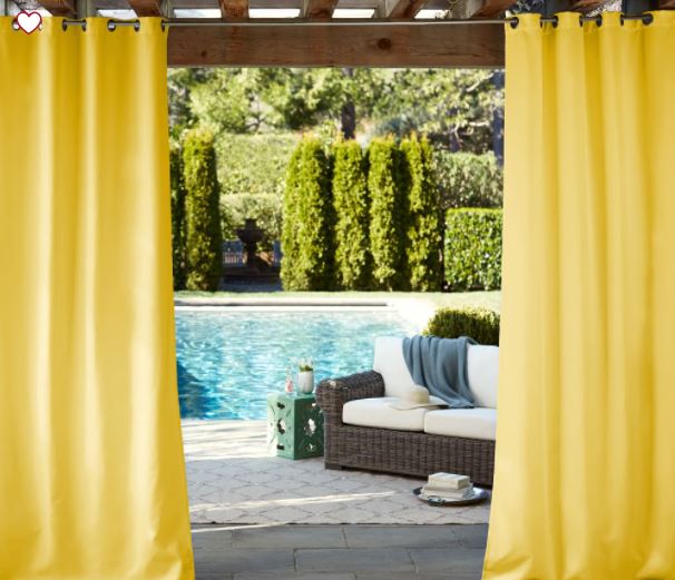 Sunbrella® Indoor/Outdoor Grommet Solid Cast Curtain - Citrus