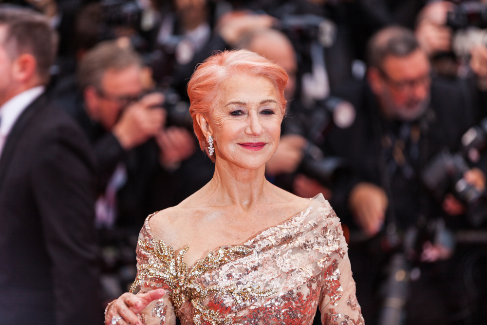 helen mirren with rose pink hair