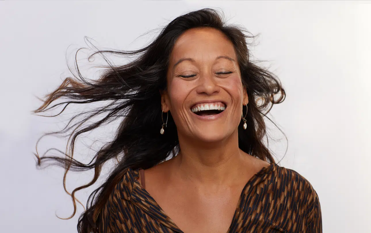 happy woman great hair