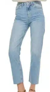 Raw Hem Crop Straight Leg Jeans
