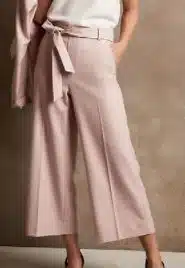 Rowan Herringbone Wide-Leg Tie-Waist Crop Pant