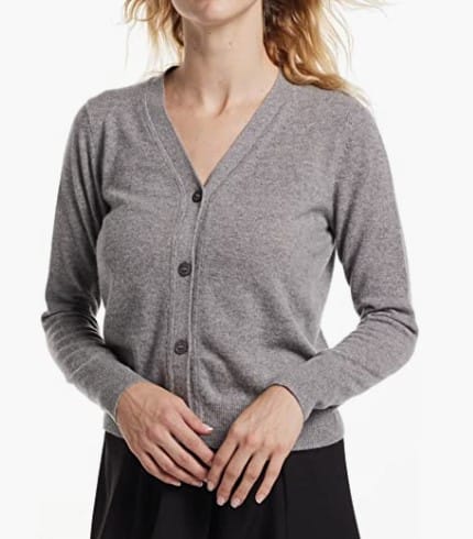 V Neck 100% Cashmere Cardigan Sweater