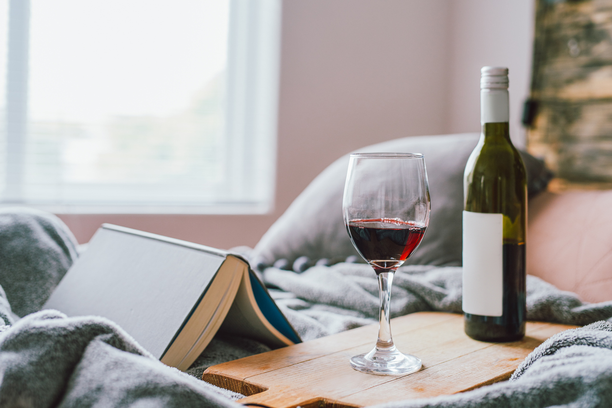 wine and book