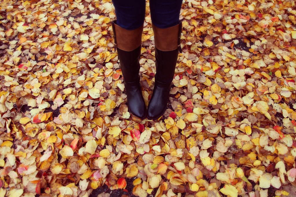 tall boots in leaves