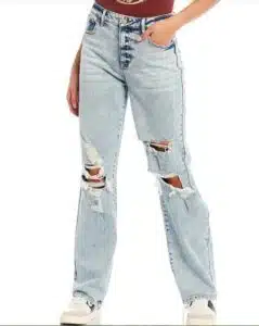 Celebrity pinkhigh rise destructed dad jeans