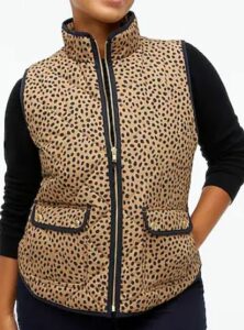 JCREW Animal-print puffer vest with snap pockets