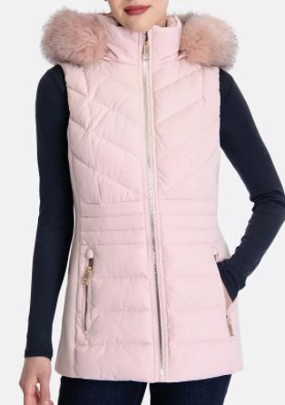 Michael Kors Faux-Fur-Trim Hooded Vest