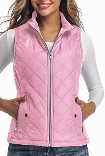 Stand Collar Lightweight Zip Quilted Vest for Women