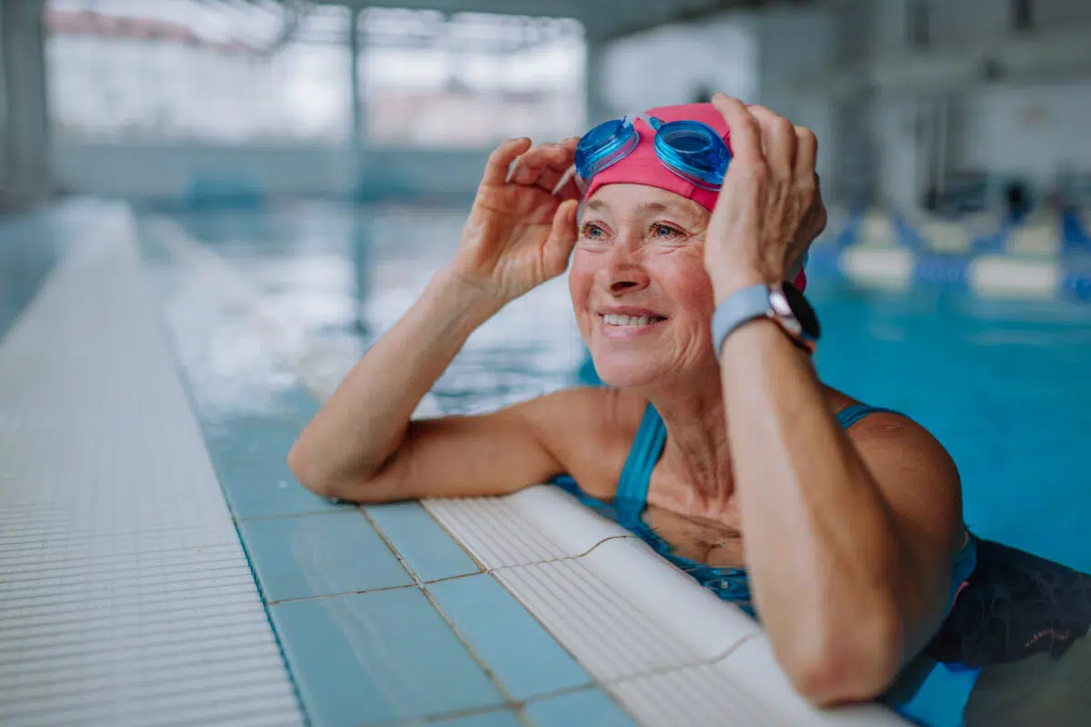woman in a swim cap