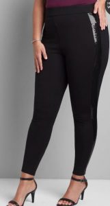 Pull-On High-Rise Ponte Legging With Sequin-Embellished Side, $34.97