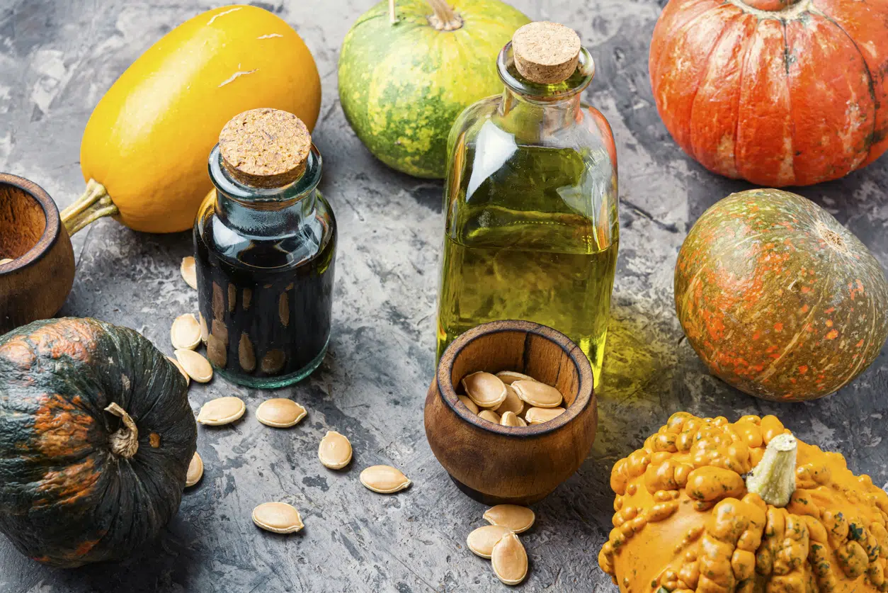 Bottle of pumpkin oil