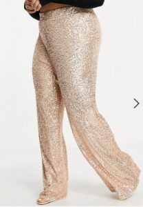 Jaded Rose Plus wide leg pant set in rose gold sequin, $79