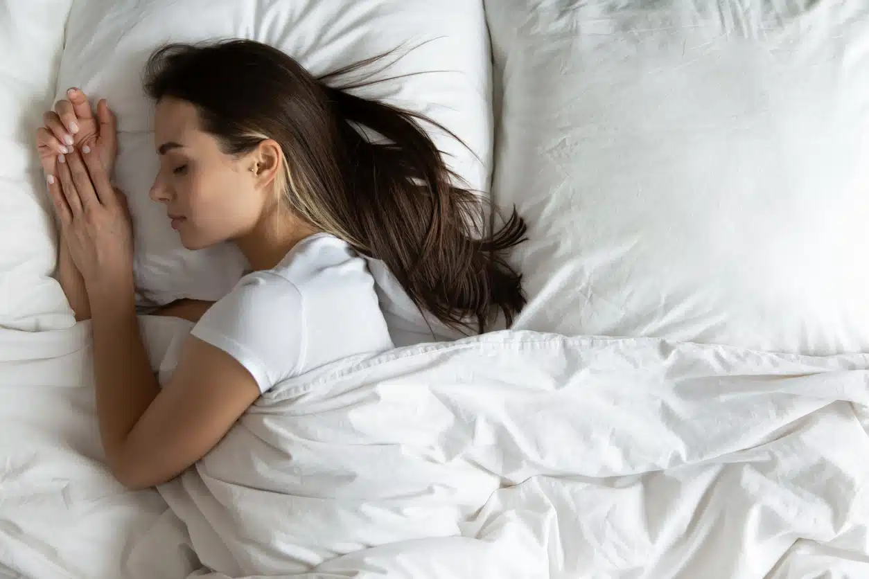 Woman sleeping on her side