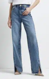 Blue High Waisted Wide Leg Jeans