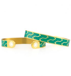 Ziza Mini Cuff In Emerald & Gold medical alert bracelet Ziza Mini Cuff In Emerald & Gold medical alert bracelet