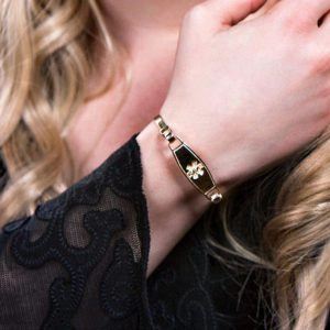 NStyleID Medical alert bracelet Medical ID Bracelet Women - Easy On & Off Medic Alert - Diabetic Bracelet - Dementia Bracelet - Personalized Engraving - Yellow Gold Bangle, $61.95