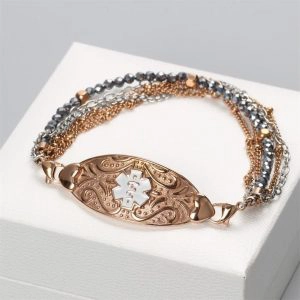 cute medical id bracelet Custom Medical Alert ID Bracelet With Free Engraving For Women Personalized Medical Alert Beaded Jewelry Emergency Identification Bracelet, $29.74