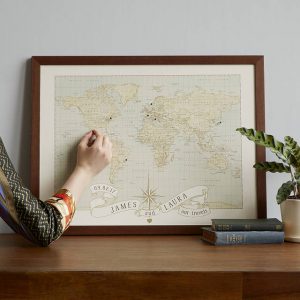Personalized Anniversary Pushpin World Map, $149