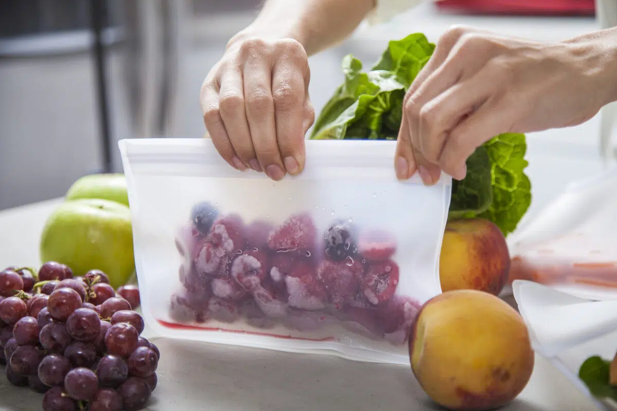 smoothie prep, frozen fruit, healthy eating