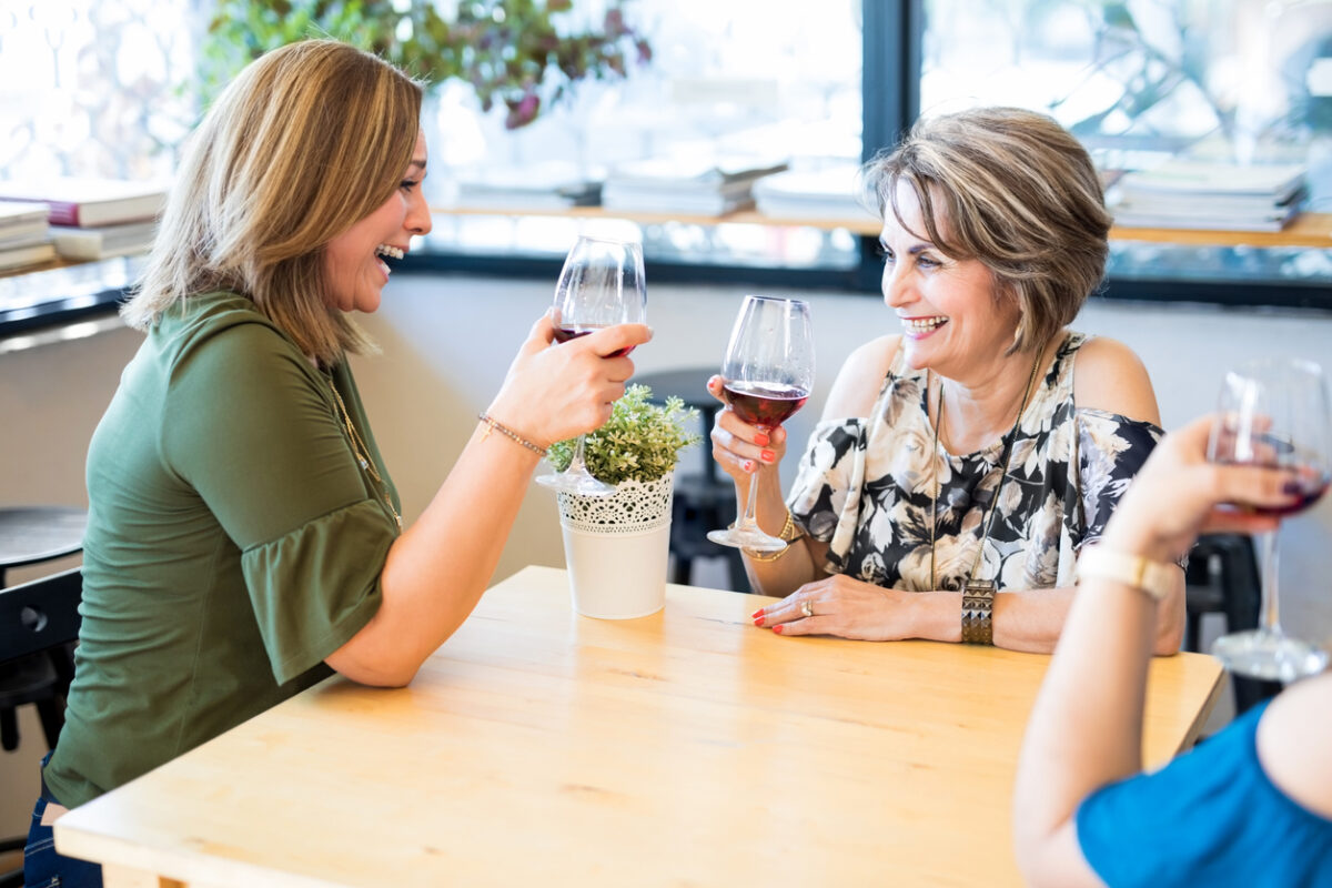women drinking wine