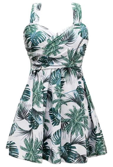 COCOPEAR Women's Elegant Crossover One Piece Swimdress