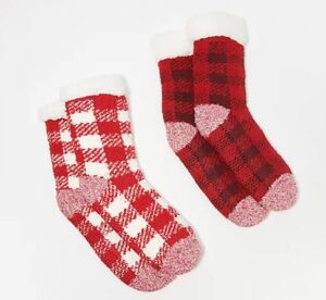 Cuddl Duds - Ensemble de 2 chaussettes doublées en sherpa à carreaux Buffalo