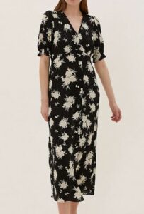 Floral V-Neck Short Sleeve Midi Tea Dress