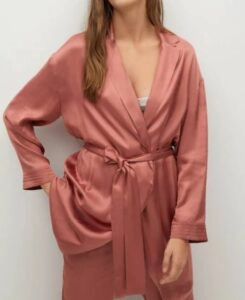 Satin-finish robe with belt