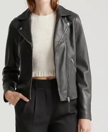 100% Washed Leather Biker Jacket