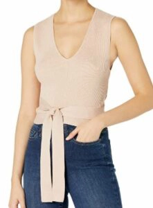 BCBGMAXAZRIA Women's Cotton Rib Wrap Top