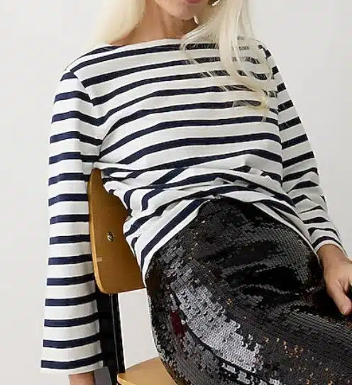 Classic-fit boatneck top in stripe