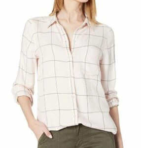 Daily Ritual Women's Soft Rayon Slub Twill Long-Sleeve Button-Front Tunic