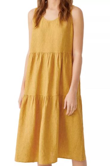 Eileen Fisher Tiered Organic Linen Dress to look thinner
