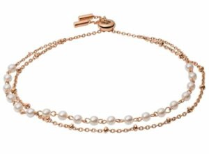 Fossil Women's Rose Gold-Tone Stainless Steel Beaded Bracelet