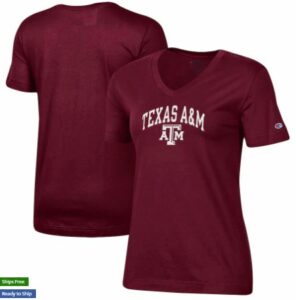 Texas A&M Aggies Champion Women's University Arch Logo V-Neck T-Shirt