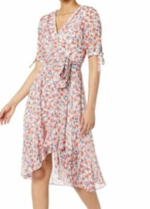 Tommy Hilfiger Women's Chiffon Quarter Sleeve Surplice Midi Dress