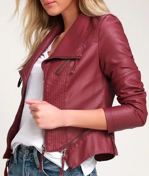 Up on a Tuesday Burgundy Vegan Leather Jacket