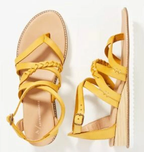 Anthropologie Wooden Wedge Gladiator Sandals