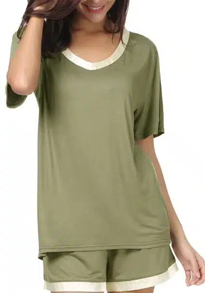 Invug Women Nightwear Short Sleeve Shirt and Shorts Pajama Set