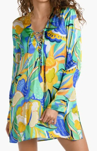 La Blanca Lace-Up Cover-Up Tunic, $113